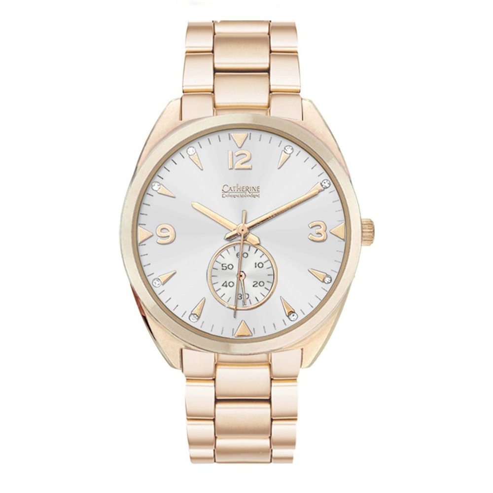 CATHERINE MALANDRINO Crystal Stainless Steel Gold Colour Bracelet Watch